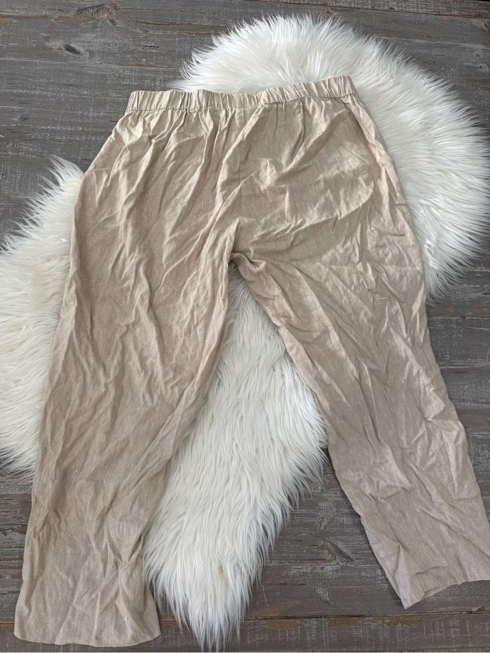 J. Jill Linen Stretch Crop Pants Large Neutral Pull-On Cropped Trousers - Picture 5 of 5